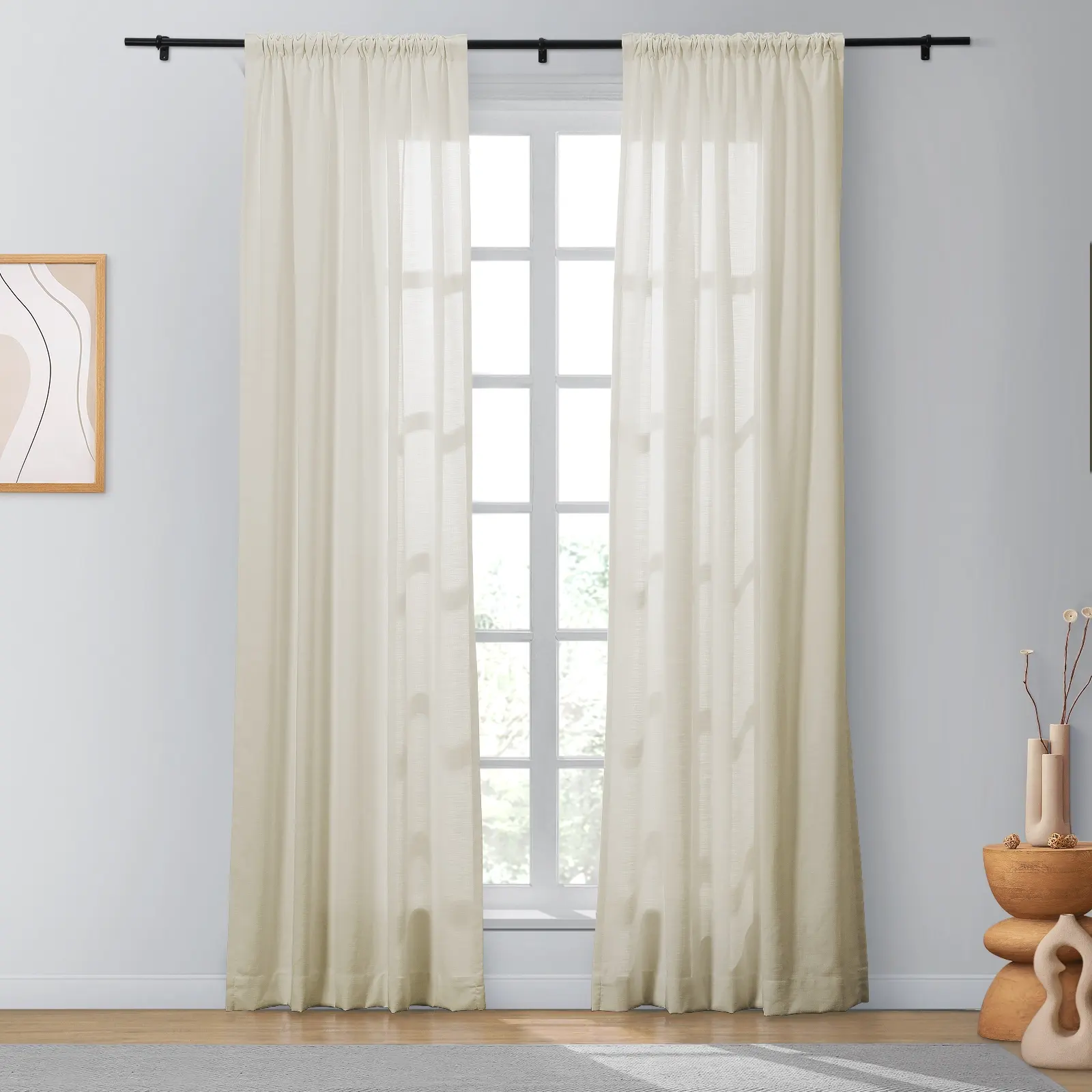Bella Cotton Blend Curtains & Drapes Soft Top - Image 28