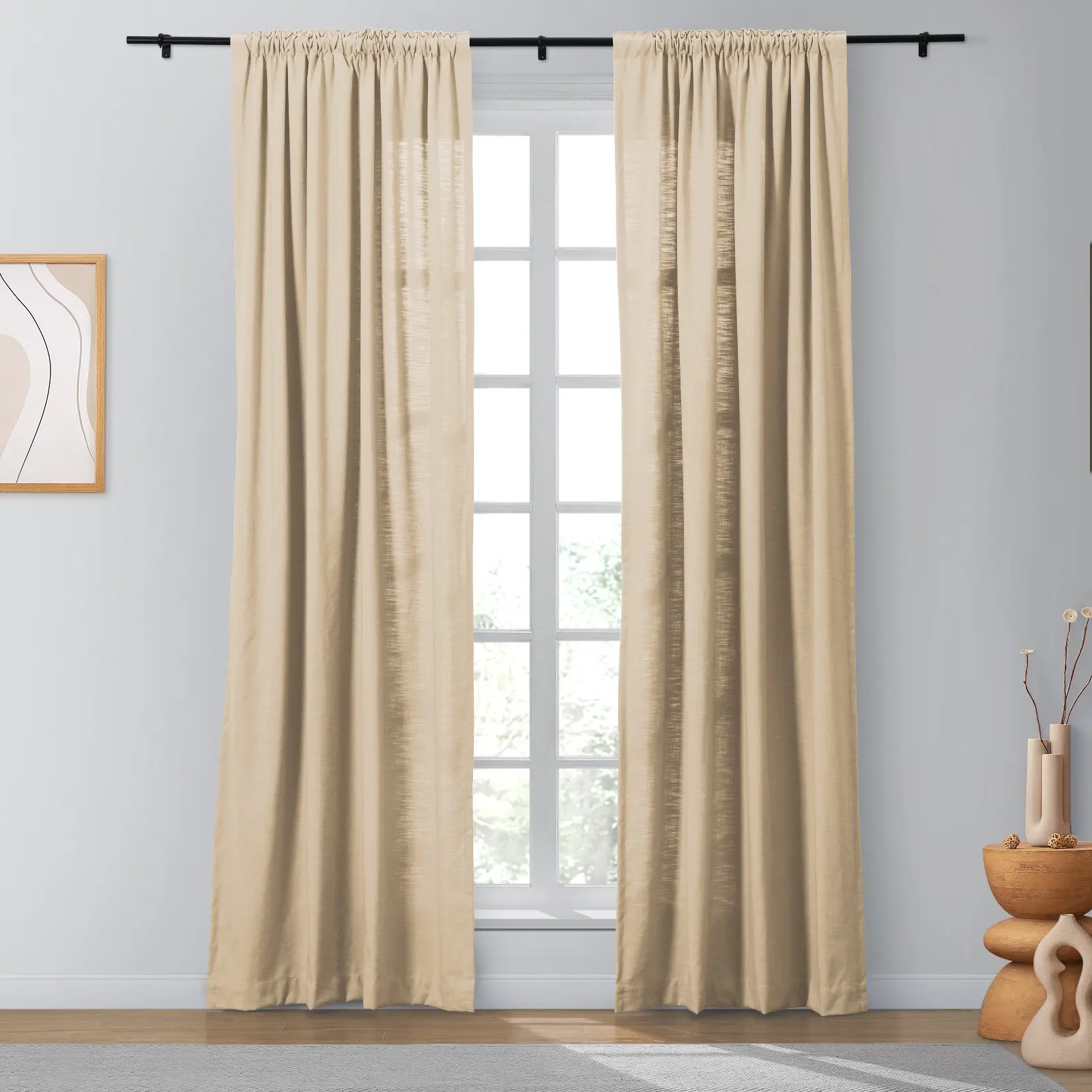Bella Cotton Blend Curtains & Drapes Soft Top - Image 29