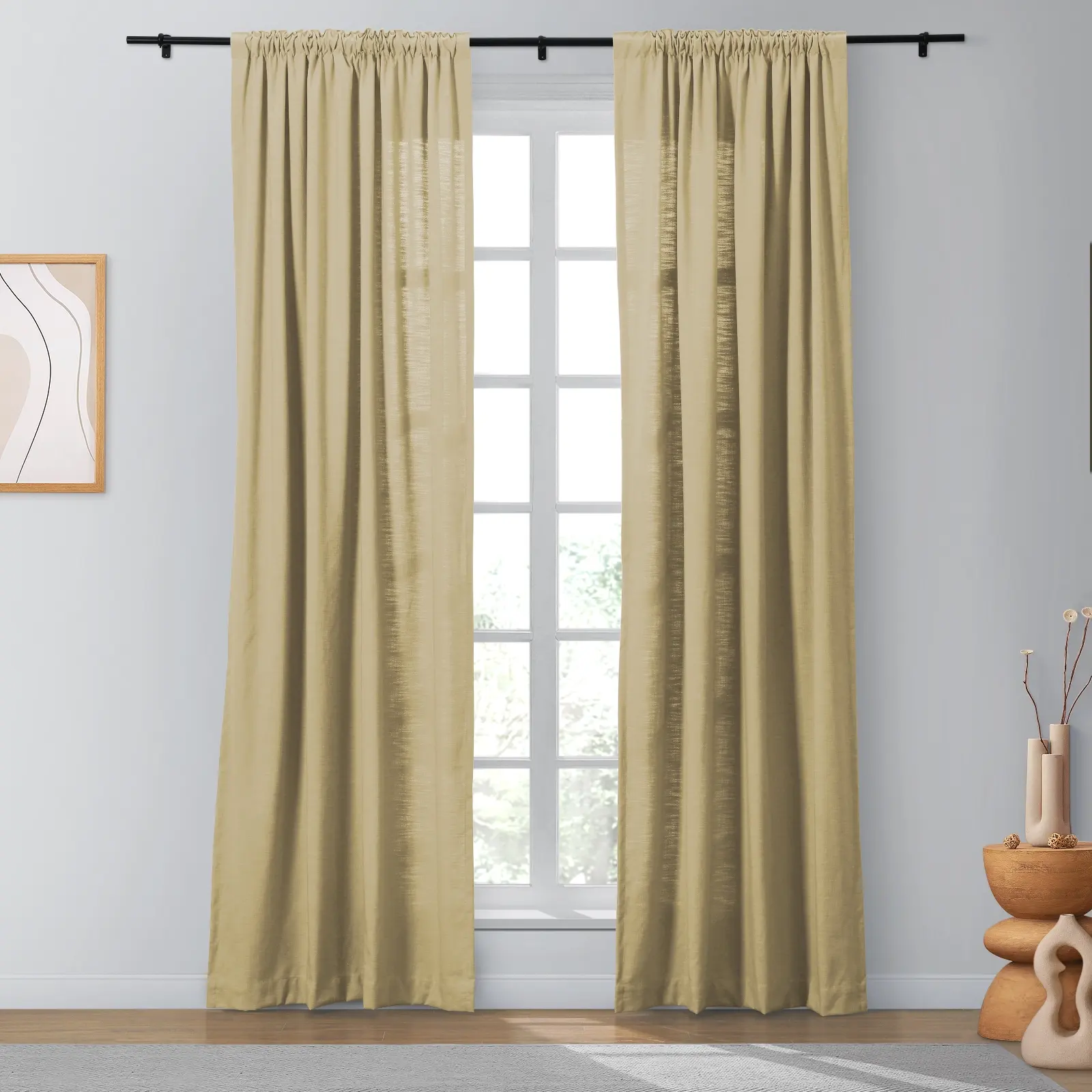 Bella Cotton Blend Curtains & Drapes Soft Top - Image 45