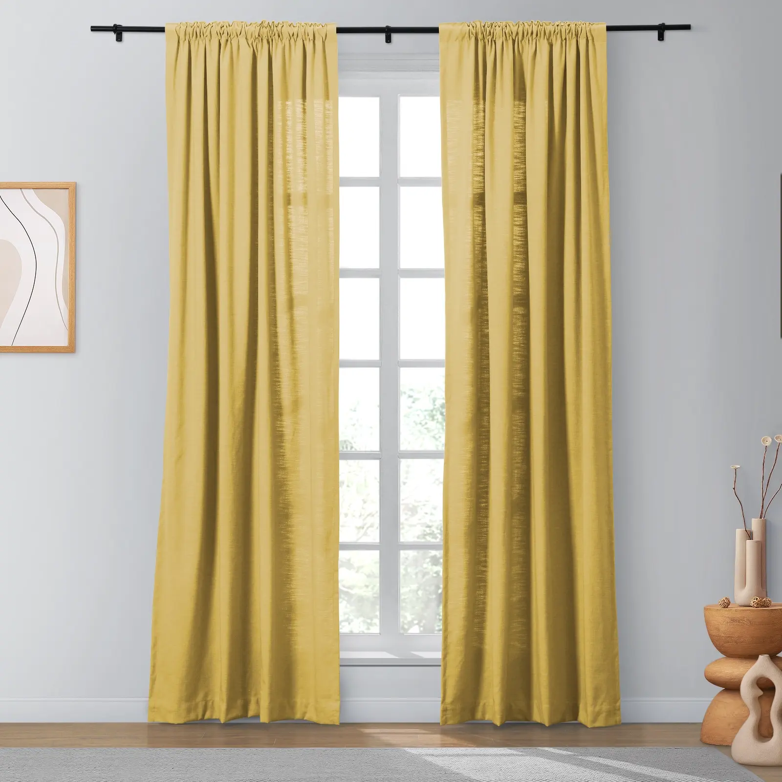 Bella Cotton Blend Curtains & Drapes Soft Top - Image 46