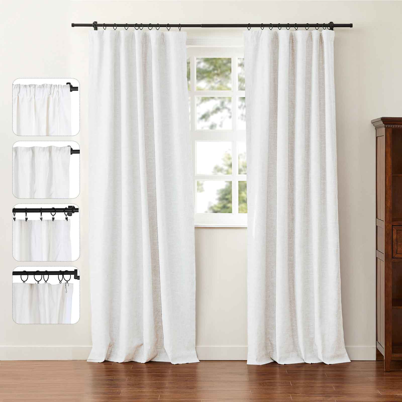 Jenna Linen Curtains & Drapes Soft Top - Image 25