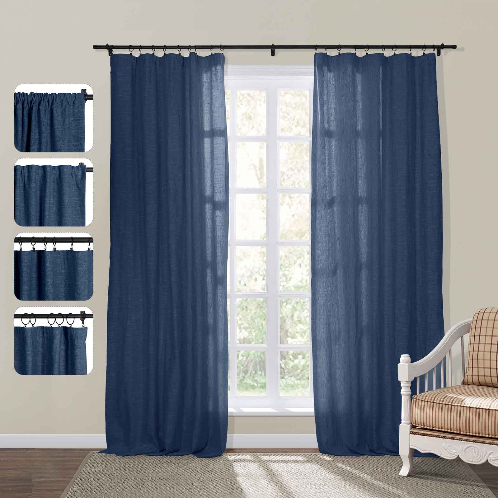Jenna Linen Curtains & Drapes Soft Top - Image 31
