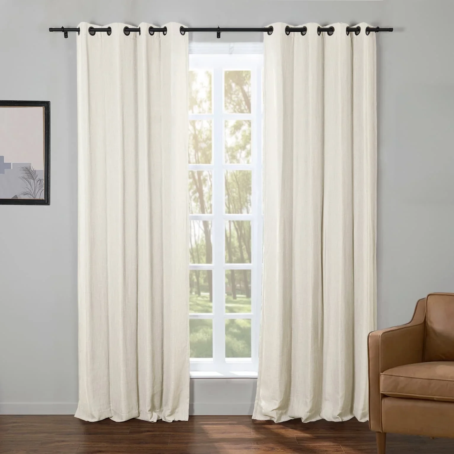 Kelly Faux Linen Curtains & Drapes Grommet - Image 18