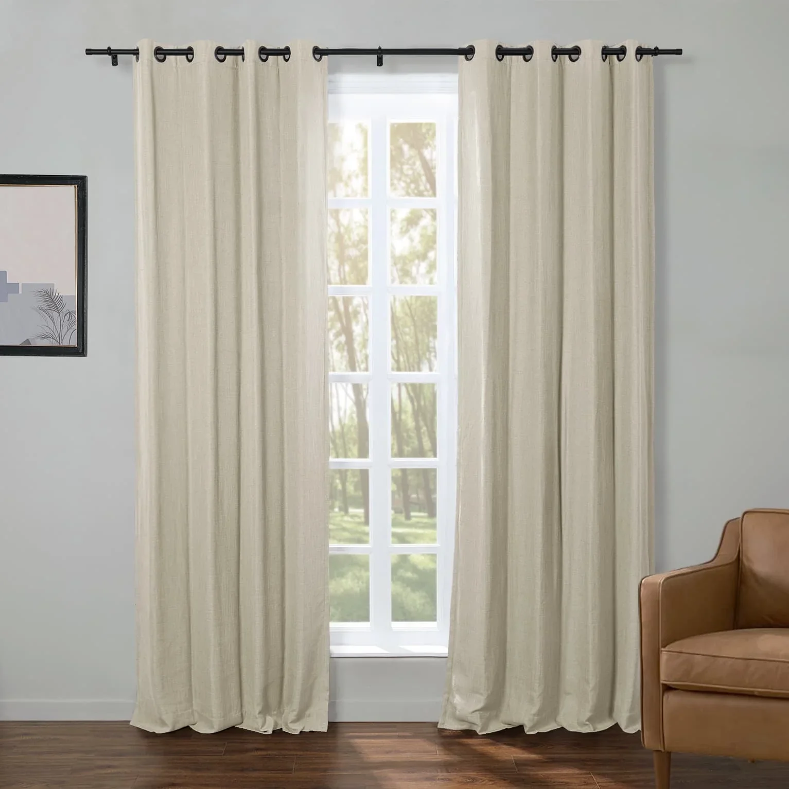 Kelly Faux Linen Curtains & Drapes Grommet - Image 20