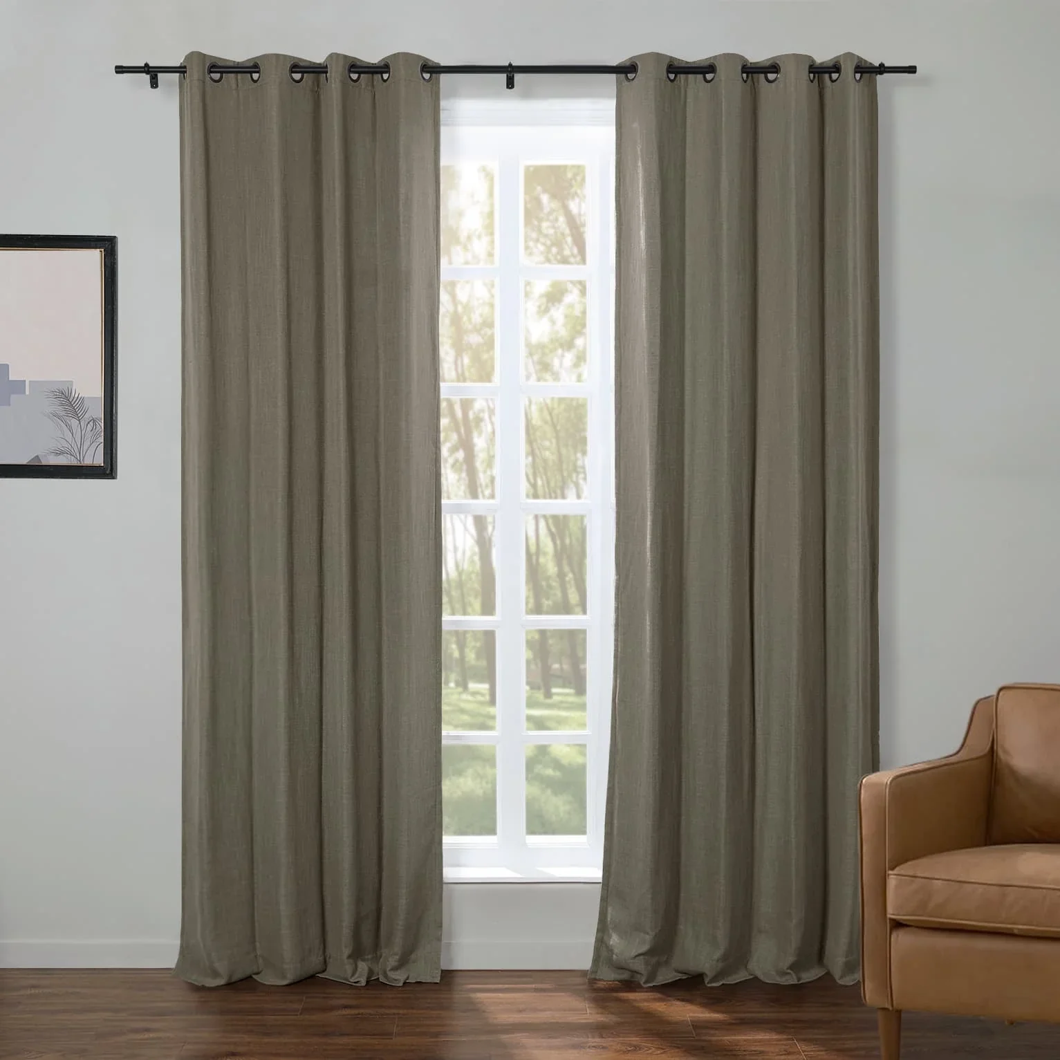 Kelly Faux Linen Curtains & Drapes Grommet - Image 22