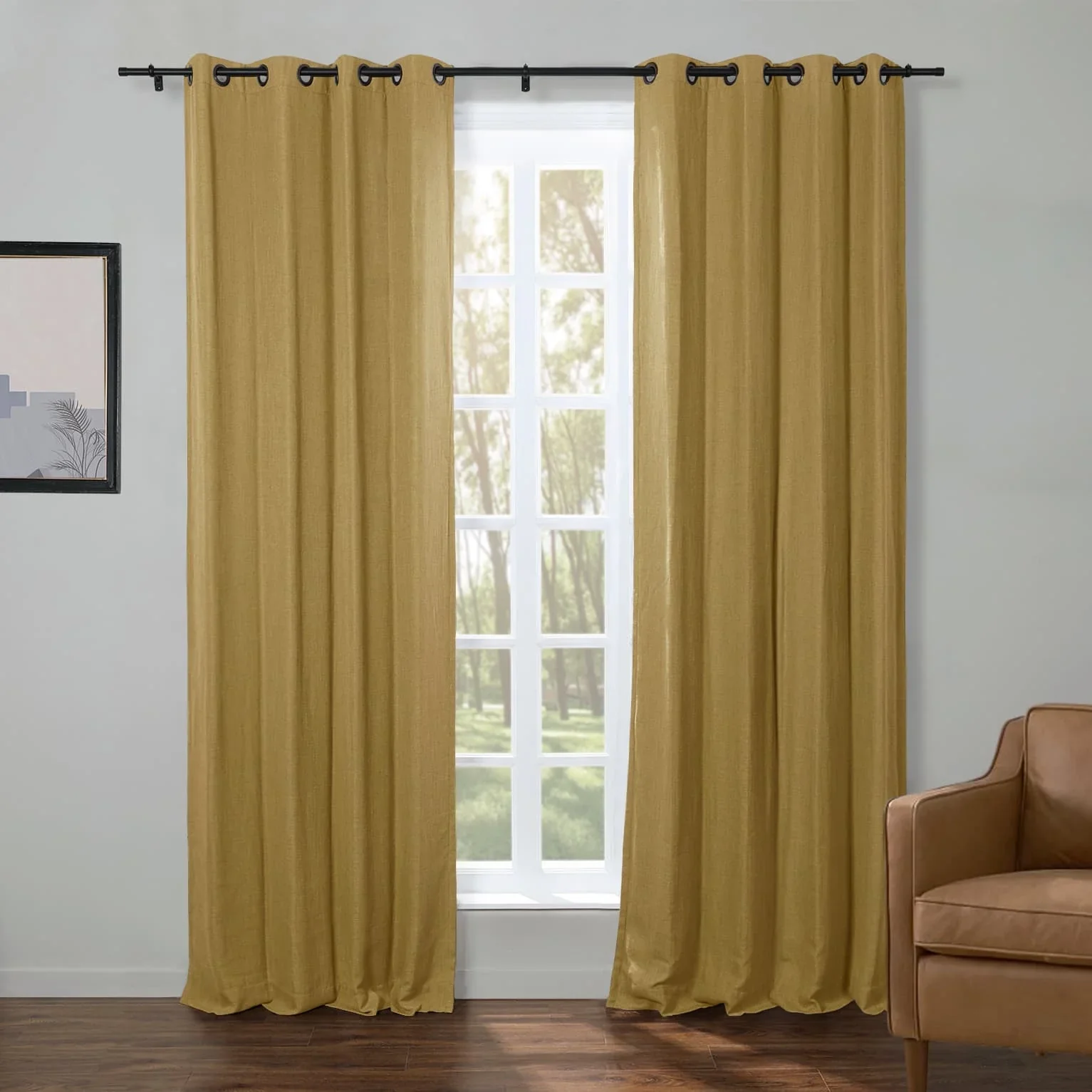 Kelly Faux Linen Curtains & Drapes Grommet - Image 23