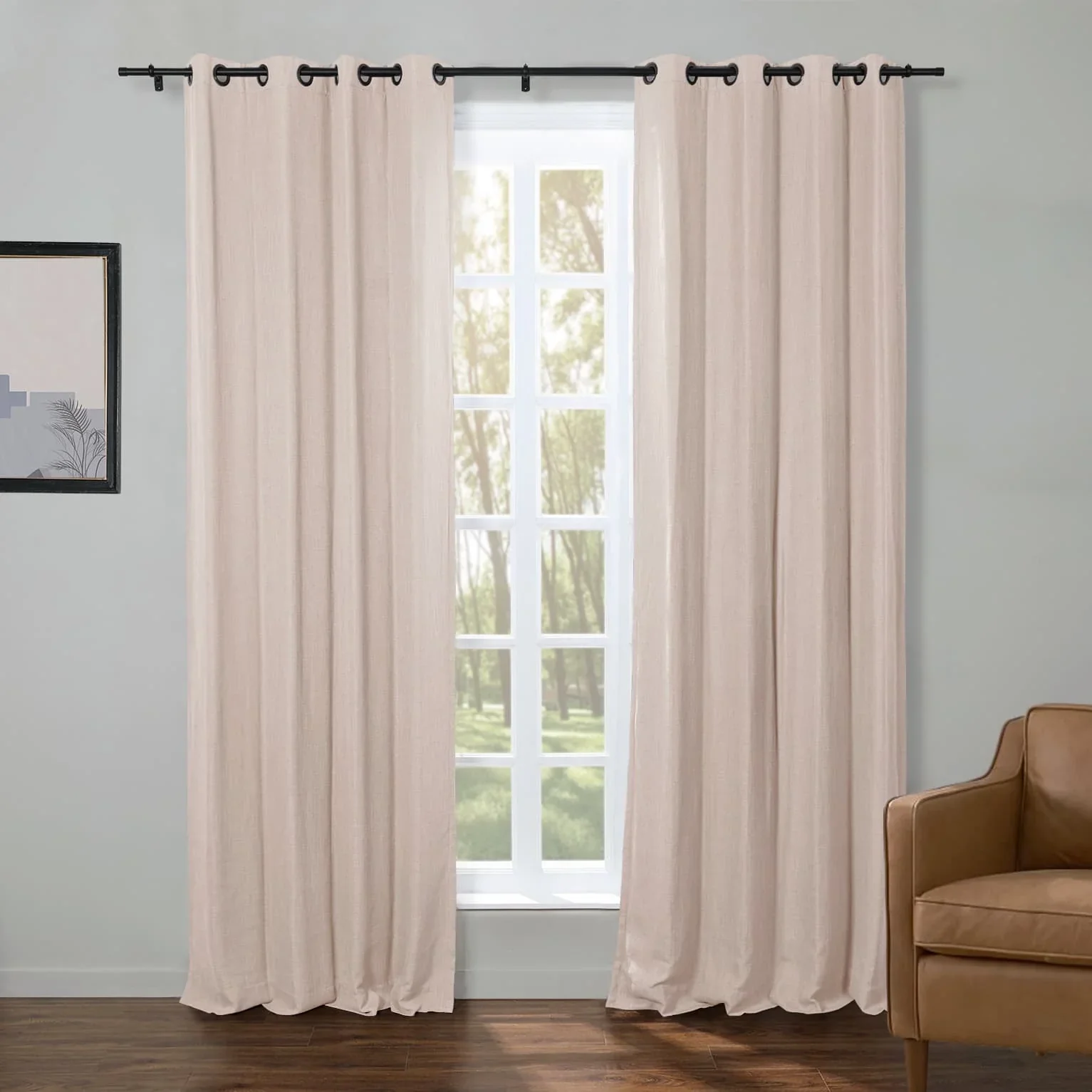 Kelly Faux Linen Curtains & Drapes Grommet - Image 25