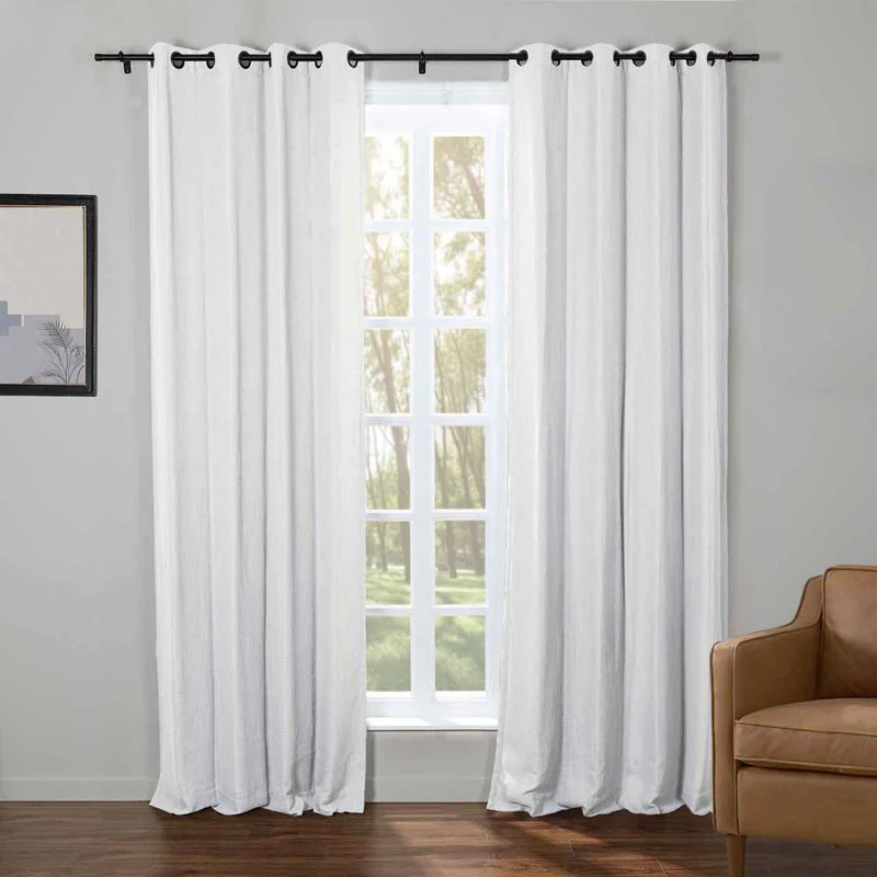 Kelly Faux Linen Curtains & Drapes Grommet - Image 9
