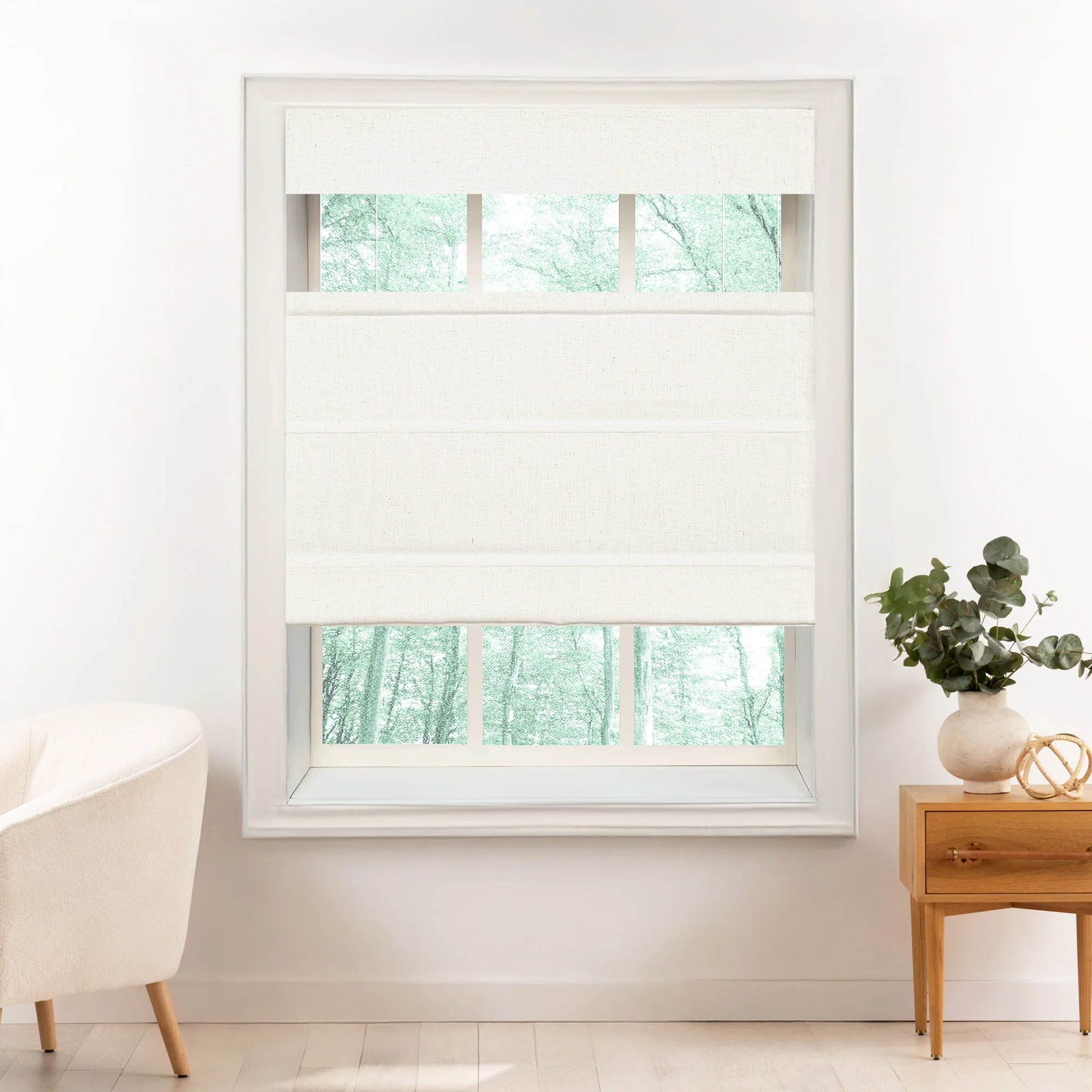 Liz Linen Herringbone Roman Shades & Blinds | Top Down Bottom Up - Image 12