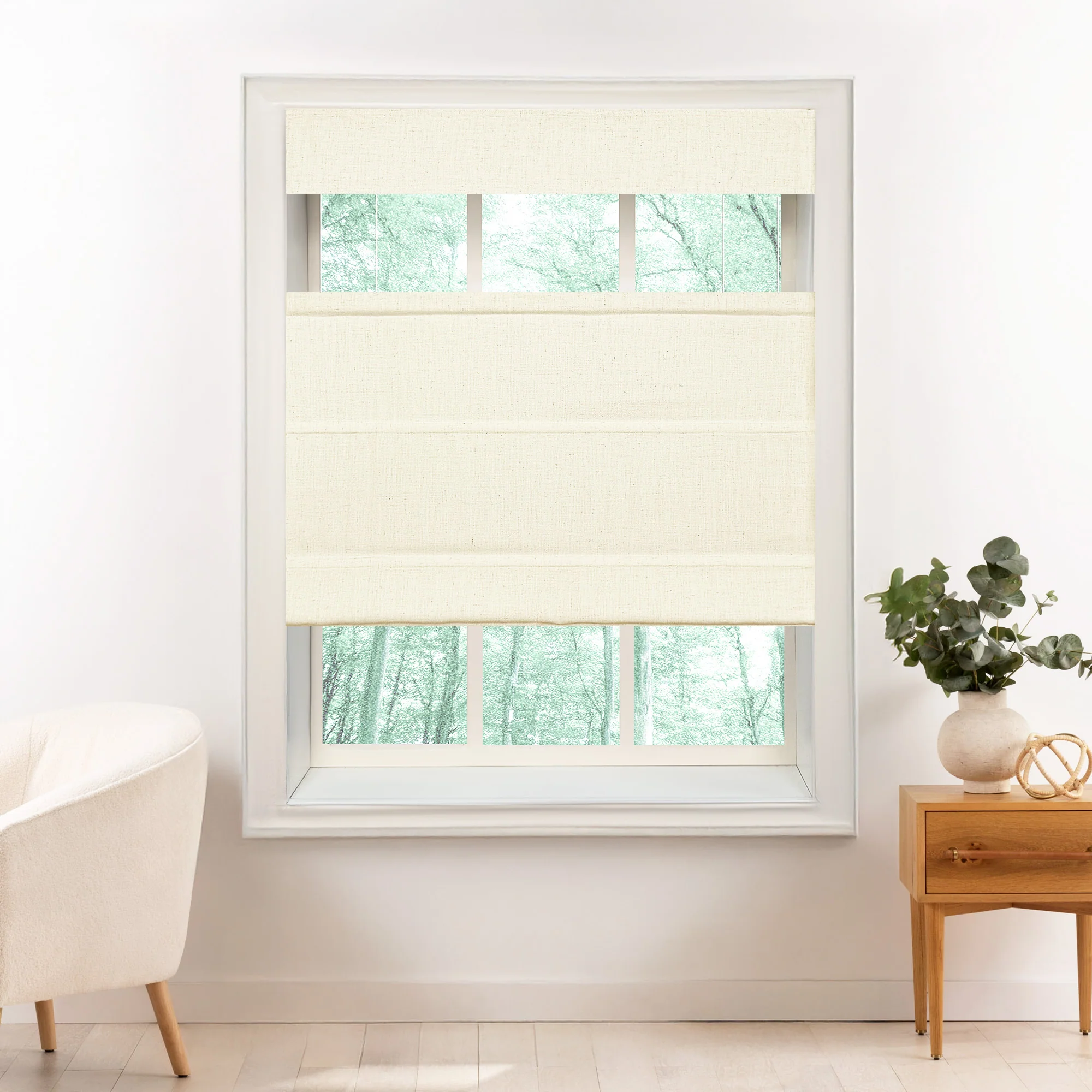 Liz Linen Herringbone Roman Shades & Blinds | Top Down Bottom Up - Image 14