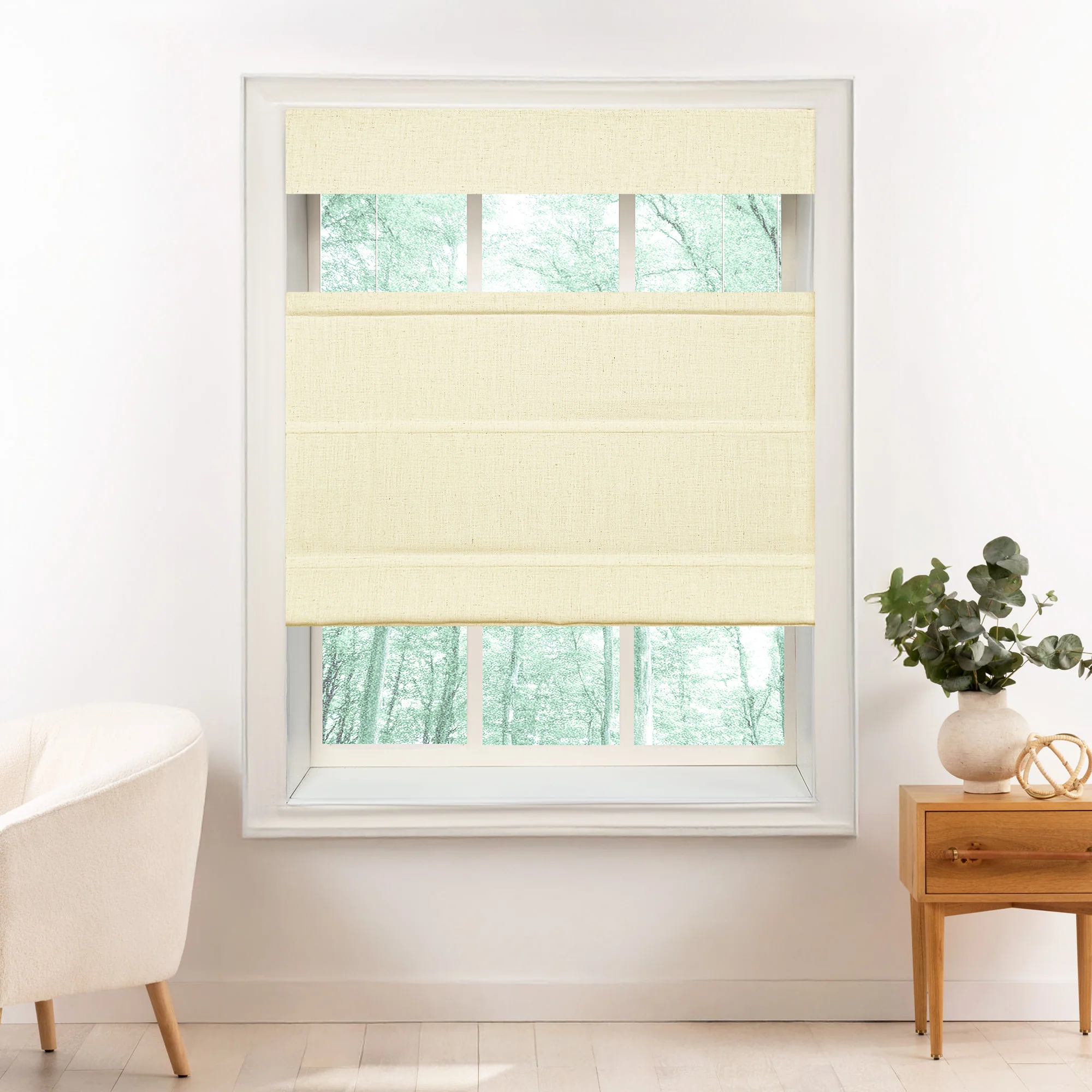 Liz Linen Herringbone Roman Shades & Blinds | Top Down Bottom Up - Image 16