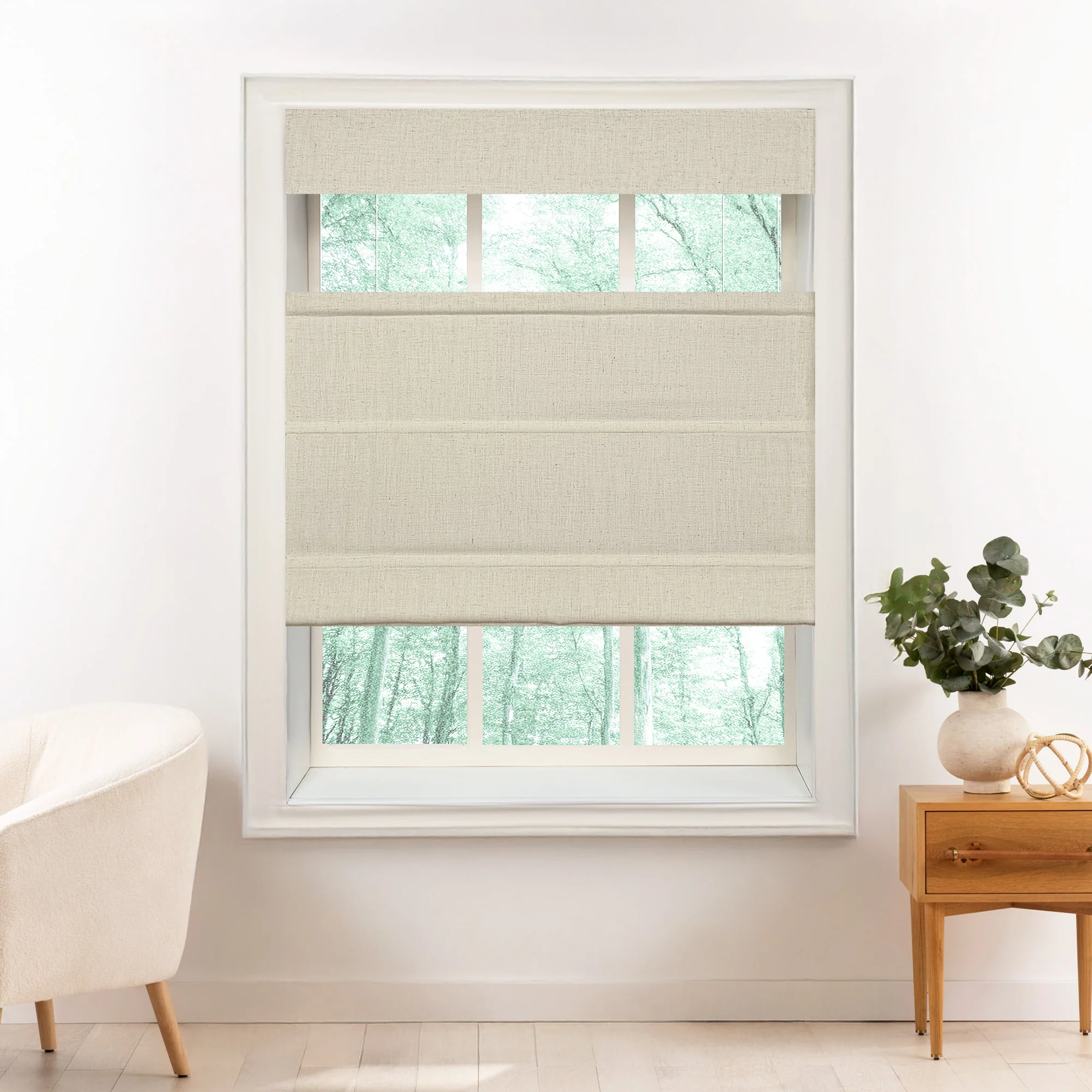 Liz Linen Herringbone Roman Shades & Blinds | Top Down Bottom Up - Image 33