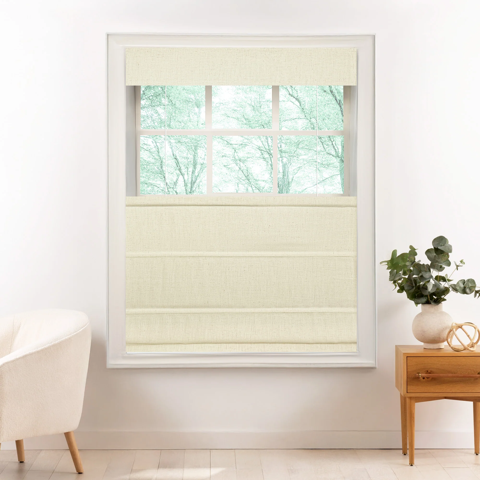 Liz Linen Herringbone Roman Shades & Blinds | Top Down Bottom Up - Image 4