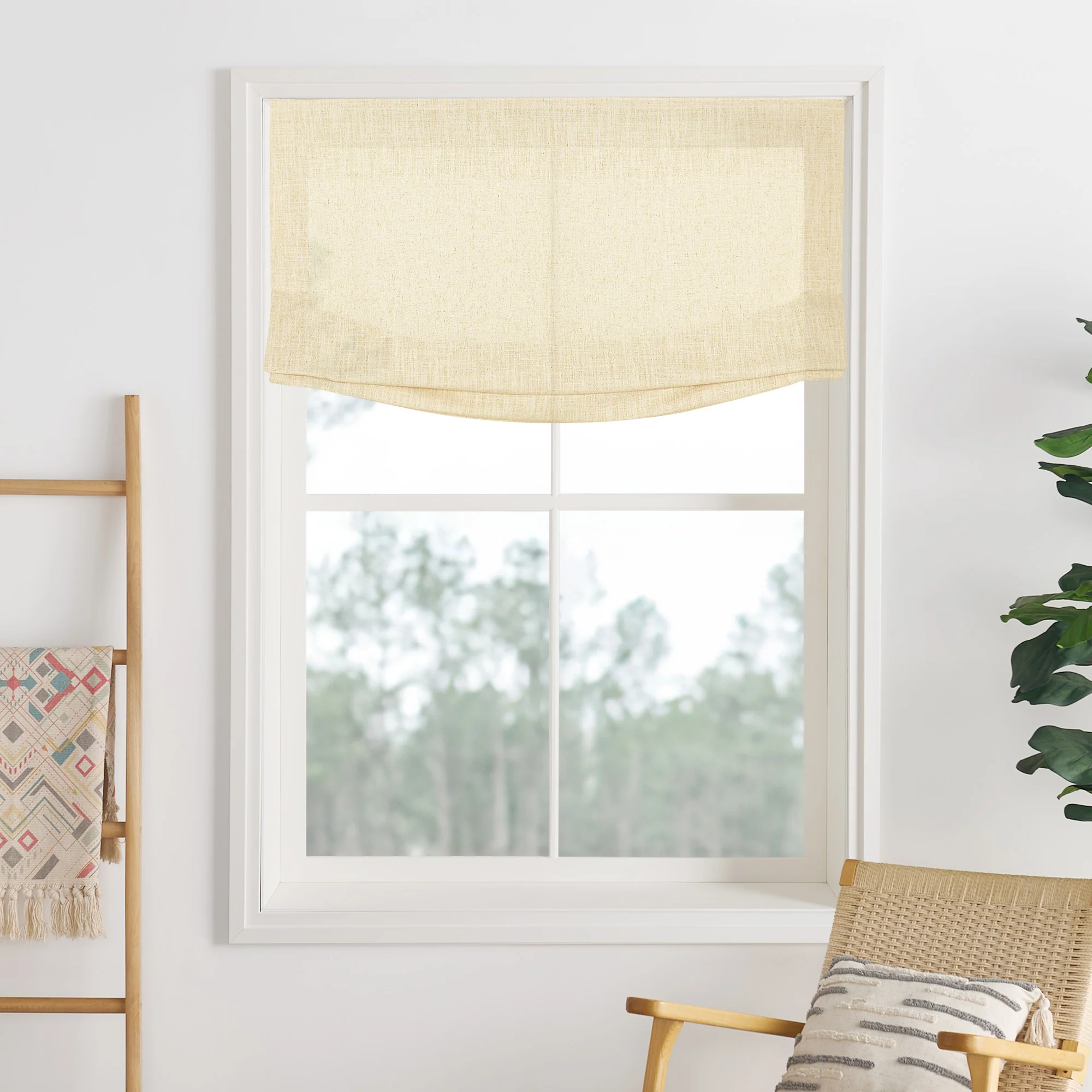 Liz Linen Herringbone Roman Shades & Blinds  | Relaxed - Image 12