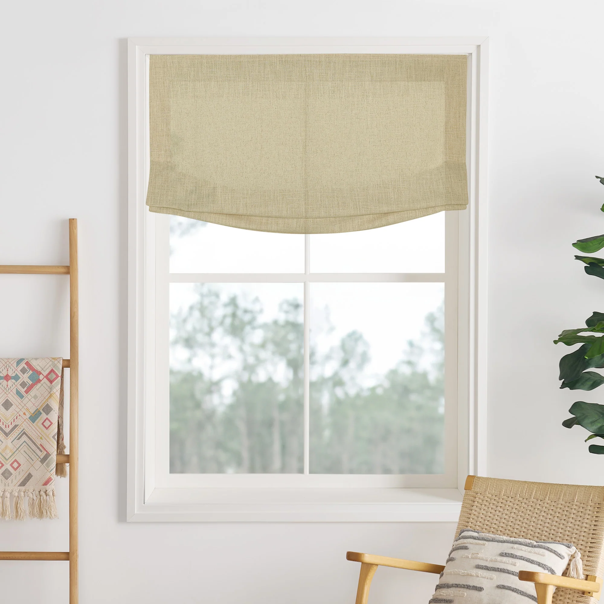 Liz Linen Herringbone Roman Shades & Blinds  | Relaxed - Image 13