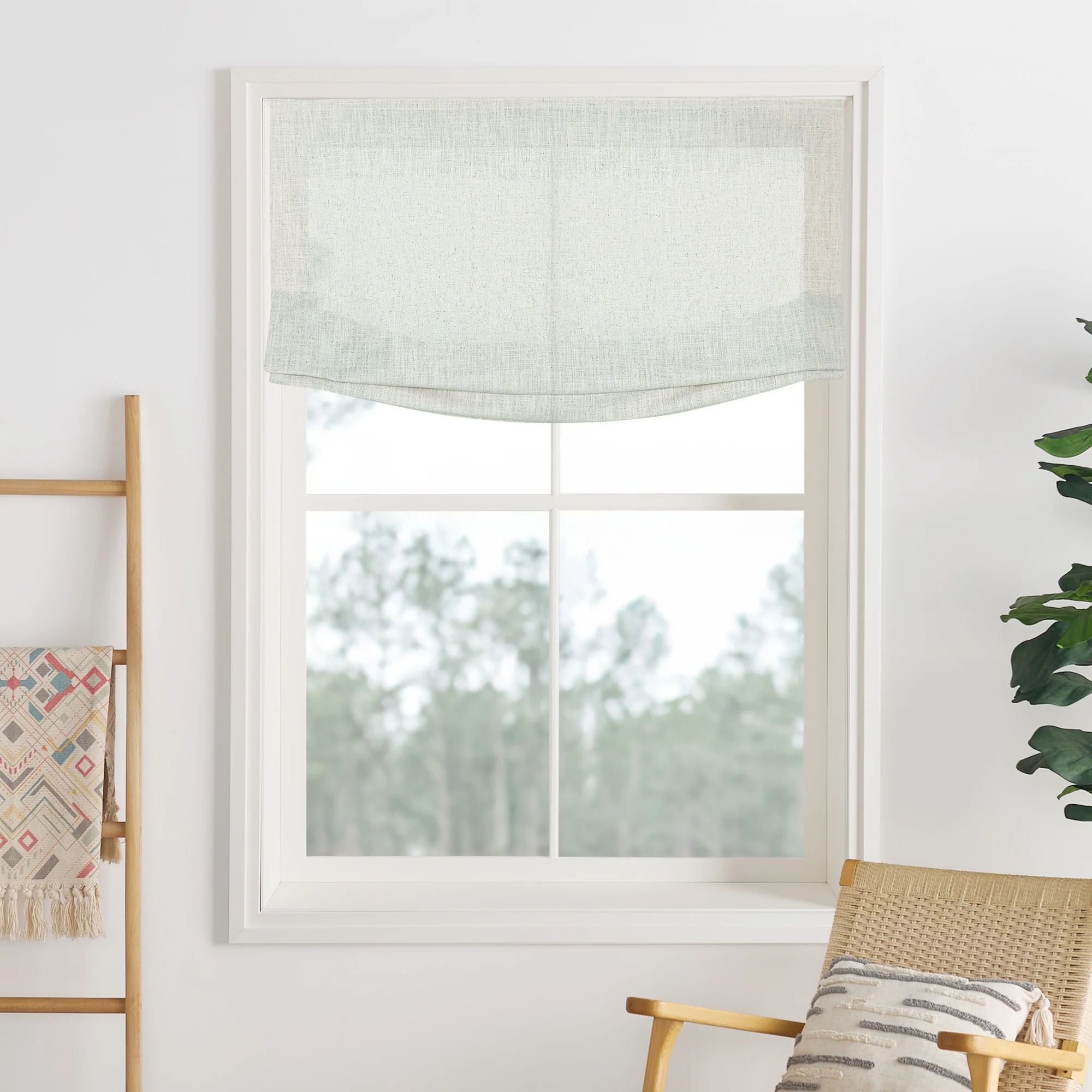 Liz Linen Herringbone Roman Shades & Blinds  | Relaxed - Image 6