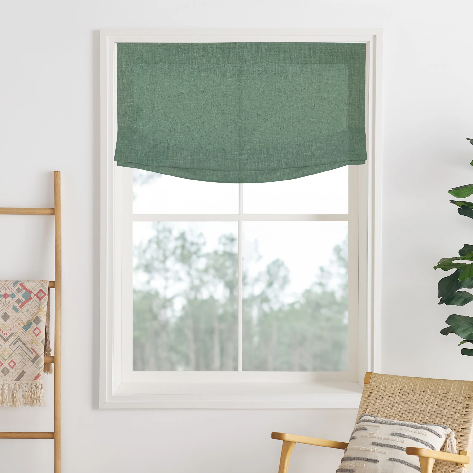 Liz Linen Herringbone Roman Shades & Blinds  | Relaxed - Image 7